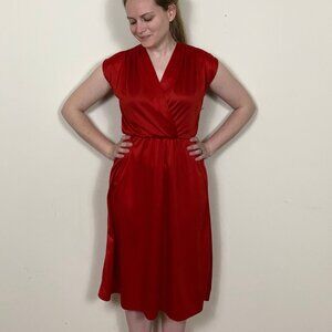 Elegant Vintage Red Knee-Length Dress